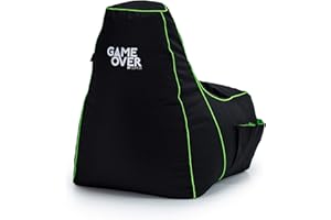‎GAME OVER Game Over Video Spiele sitzsack - sitzsack Erwachsene, Indoor Outdoor Bean Bag, sitzsack Sessel für Gaming Room, Headset Halter & Seitentaschen für Controller,Gaming Sessel (Magischer Smaragd)