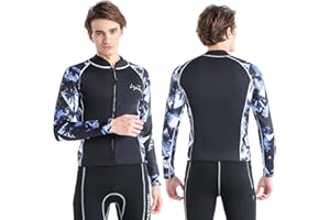LayaTone Wetsuit Top Womens Jacket Optional Neoprene/Lycra Sleeve 3mm Neoprene Front Zipper Wetsuits Tops for Surfing Diving Snorkeling Kayaking
