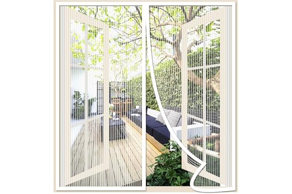 Risareyi Moustiquaire Porte Fenetre 70x120cm, Blanc Rideau Moustiquaire Fenetre Aimantée, Respirantes, Maille Ultra Fine, Anti-moustiques pour Salon, Fermeture Automatique, avec Bande Adhésive