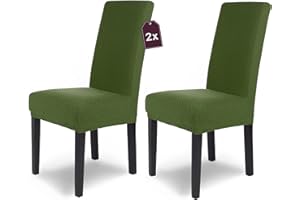 ‎SH SCHEFFLER-HOME LIVE HOMESTYLE SCHEFFLER-Home Stuhlhussen Stretch Luna/Stuhlhussen Grün 2er Set/elastische Flanell Stuhlabdeckungen/Stuhlhussen Schwingstühle/Hussen Stuhl Überzieher mit Gummiband/Stuhlhussen Samt