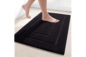 Homaxy Antypoślizgowy dywanik łazienkowy z mikrofibry, nadaje się do prania, miękki, pochłaniający wodę, dywanik łazienkowy do łazienki, 40 x 60 cm, czarny