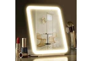 FENCHILIN Travel Makeup Mirror with Lights Vanity Lighted Light up Mirror Rechargeable 72 LED Dimmable 3 Color Light modes Touch Sensor Portable 20x15 cm