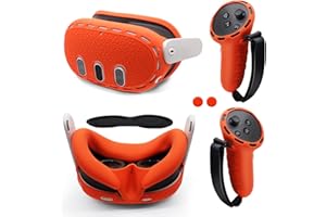 IFOYO Accessoires de protection 5 en 1 en silicone pour Meta Quest 3 - Pour manette de réalité virtuelle - Cadeau pour Noël et Halloween - Orange