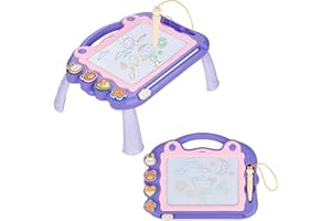 Eucomir Lavagna Magnetica per Bambini, Lavagna Magnetica Tavolo Cancellabile, Lavagnetta Magnetica Bambini con 4 timbri magnetici e 1 Pennino Capacitivo Giocattoli Educativi, Viola Chiaro