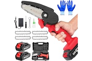 BIFROST Mini Motosierra de Mano Motosierra Inalámbrica 4 Pulgadas Sierra Electrica Pequeñas con 2 Baterías 24V y Cargador para Podar Árboles de Jardinería, Red mini chainsaw