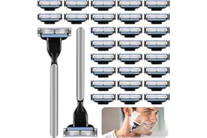 Landrain 24 sztuki Turbo ostrza do maszynki do golenia Gillette Mach 3, ostrza do maszynki Mach3 z 2 uchwytami