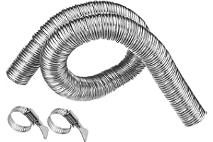 Inscrip Tubo di scarico per auto, 32 mm, tubo di scarico a doppio strato, tubo di scarico per generatori di corrente con 2 morsetti per tubi, tubo di riscaldamento aggiuntivo, adatto per Webasto