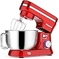 Vospeed Stand Mixer,5 Quarts 8-Speed 1000W Tilt-Head Food Mixer, Kitchen Electric Standing Mixer With Dough Hook, Whisk, Beater, Splash Guard & Mixing Bowl For Baking, Dishwasher Safe (Red)