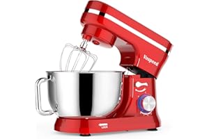 Vospeed Stand Mixer,5 Quarts 8-Speed 1000W Tilt-Head Food Mixer, Kitchen Electric Standing Mixer With Dough Hook, Whisk, Beater, Splash Guard & Mixing Bowl For Baking, Dishwasher Safe (Red)