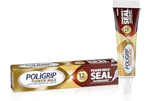SUPER POLIGRIP Poligrip Power Max Power Hold plus Seal Denture Self Adhesive Cream, Denture Cream for Safe Hold and Food Sealing, Taste Free - 62.5g