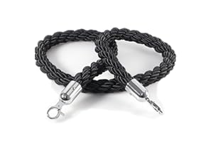 Kerafactum Seil Absperrband Tau mit Karabiner Haken Absperrkordel Kordel zur Absperrung extra dickes Absperrseil Band als Deko Handlaufseil bzw. Handlauf geeignet Ø 32 mm 150 cm schwarz silber