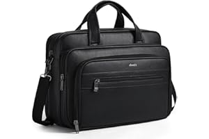 Shrrie Leather Messenger Bag for Men&Women 17 Inch Vegan Leather Laptop Bag,Water-Resistant Large Shoulder Satchel Office Work