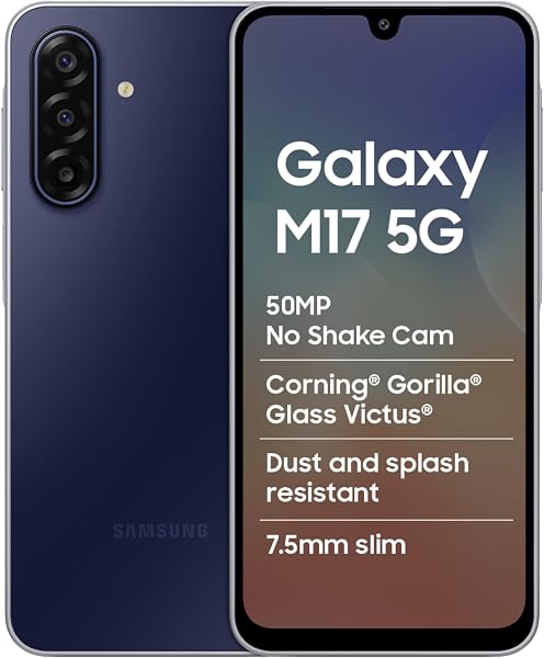 Samsung Galaxy M17 5G Mobile (Sapphire Black, 6GB RAM, 128GB Storage) | 50MP OIS Triple Camera | Gorilla Glass Victus | IP54 | 6 Gen OS Upgrades | AI | Gemini L