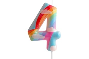CXRYRZHE 4th Birthday Candles Number 4 Pink Rainbow Birthday Party Cloud Rainbow Theme Adorable Design for Baby Girl Boy Birthday Cake Topper, Graduation Celebration Anniversary Wedding Decorations