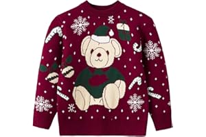 Wexuua Christmas Sweater Toddler Baby Boy Girls Santa Saurus Knitwear Xmas Dinosaur Jumpers for Kids 1-6 Years
