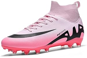 FRTUBOP Crampons de Foot Chaussures de Football pour Homme Garçon High Top Spike Crampons Professionnel Chaussures de Football Antidérapant Athlétisme Entrainement Chaussures de Sport EU33-46