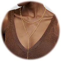 Collana Lunga A Strati Donna - Design A Y Con Catena Di Perline, Gioiello Chic E Regalo Per Lei - Una Taglia - 4