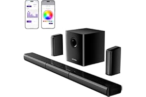 ULTIMEA 7.1ch Barra de Sonido Envolvente Virtual, Barra de Sonido TV con 2 Altavoces de Sonido Envolver, RGB, Subwoofer, Sistema de Sonido Envolvente para TV, Potencia Pico 410W, Apollo S70 Ultra