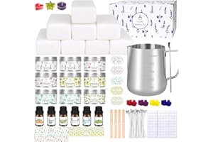 LDUMODUW Kerzen Selber Machen Set, DIY Kerzenherstellung Kit für Erwachsene Anfängers, Duftkerze Geschenke Set mit 480G Bienenwachs, 9 Kerzendosen, 6 Duftöl, 8 Kerzenfarbe, Dochten, Dochthalter