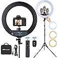 Upgraded 18 inch LED Ring Light with Tripod Stand, Ring Light with Touch Panel for Makeup Studio Portrait YouTube Vlog Video Shooting with Remote Controller, CRI>90