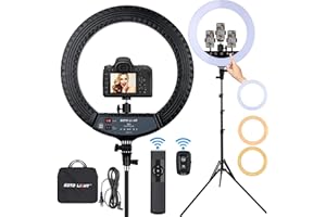 EOTO LIGHT Anillo de luz LED de 18 Pulgadas con Soporte para trípode, Panel táctil Selfie Ring Light para Makeup Studio Youtube Portrait Video con Bolsa de Transporte y Control Remoto, CRI>90
