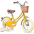 Glerc Little Molly 12-20 Inch Kids Retro Girls Bike for 2-13 Year Old with Wicker Basket & Stabilisers/Kickstand, Multiple Colors