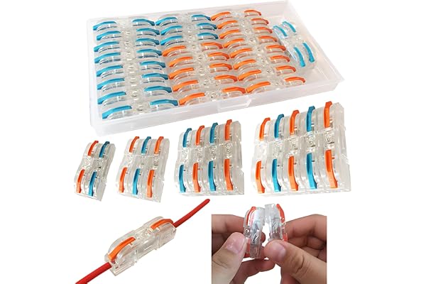 CTRICALVER SPL-1 Connecteur Electrique, Connecteur à Ecrou à levier Connecteurs | Connecteurs de fils compacts (13 pcs Bleu+13 pcsRouge)