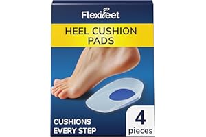 FLEXIFEET Gel Heel Pads for Plantar Fasciitis 4Pcs Silicone Heel Insoles Cup - for Spur & Achilles Tendonitis Pain, Absorbing Support Cushion