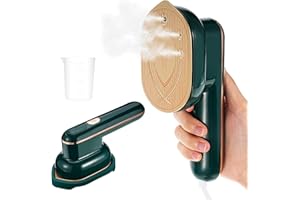 Wikay Mini Ironing Machine Portable Travel Steam Iron Handheld Clothes Garment Steamer Micro Steam Iron, 75ML Water Tank, 15s Fast Preheating, Hanging Ironing for Home and Travel (Green)