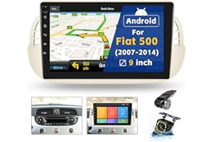 Hikity 9" Touch Screen Android Car Stereo for Fiat 500 2007-2014 Car Radio with Sat Nav WiFi BT USB SWC RCA FM RDS Rear View Camera for Fiat 500 2007-2014+USB Dash Cam