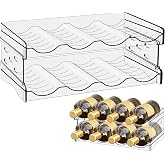 GOEDCH Stackable Wine Bottle Holder: 8 Bottles Fridge Bottle Organizer Transparent, Plastic Bottle Holder, Wine Rack Standing