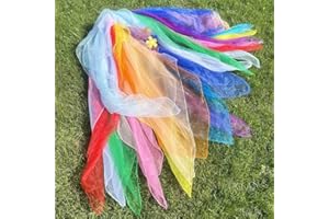 HERZWILD 24 Stück Square Jongliertücher Tanz Tücher Bunte Chiffontücher Bunte Tücher 60 x 60 cm Seidentücher für Kindergarten Kindershow Sensorisches Jonglieren Tanzen (bunt-24pcs)