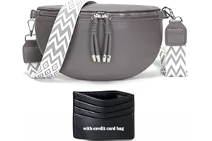 SOGYECS Bauchtasche Damen Veganes Leder Crossbody Bag Damen Umhängetasche Damen Klein Handytasche Zum Umhängen Grau