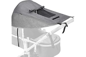 Aina Buggy Sun Shade Universal Pram Sunshade Sun Cover for Strollers Pushchairs UV Protection Water Resistant Easy to Install with Viewing Window Pushchairs for Strollers-Best Gift for Baby, Grey