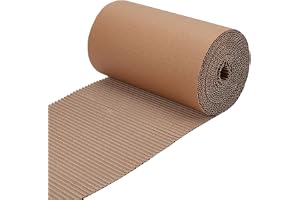 BENECREAT 5 m (200 tum) korrugerad kartongrulle, 22 cm/8,7 tum bred enkelsidig korrugerat papper, kraftigt omslagspapper för julfest, presentförpackning, förvaring, frakt
