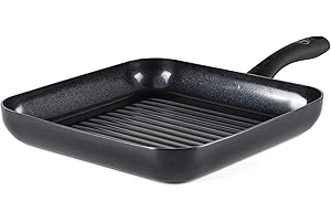 GreenChef Diamond Plaque à griller Antiadhésive en Céramique Saine 28 cm, Sans PFAS, Convient à l'induction, Va au four jusqu'à 160˚C, Lavable au lave-vaisselle, Noire, Noir