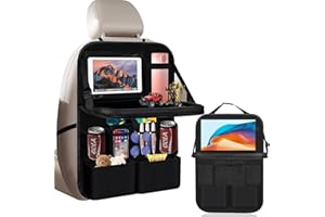 SCIFIVISI Auto Organizer, 1 Stück Kinder Auto Aufbewahrungstasche mit Faltbar Tisch, mit 11 Sack, Rücksitz Organizer mit Tablet/Telefon Aufbewahrung, Autositze Zubehör Rückenlehnen Utensilientaschen Schwarz