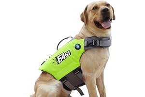 KAJILE Kamizelka Ratunkowa Dla Psa w Jasnych Kolorach,Strój Kąpielowy Dla Psa,Kamizelka Ratunkowa Dla Psa w Sportowym Stylu,Regulowana Kamizelka Pływająca Dla Psa z Uchwytem Ratunkowym,Zielony,M