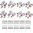 Deutsch DT Connector Kit, 2 3 4 6Pin 2 Sets Gray Waterproof Electrical Stamped Contact Seal Plug Truck, Off-Road Vehicles, Agriculture, Marine, Motorcycle Wiring