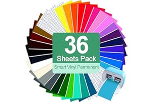 TAOYIO 36 Feuilles de Vinyle Adhésif 14 X 30,5cm, Vinyle Adhésif Permanent pour Cri-cut Joy, pour Silhouette Cameo, Cadeaux de Bricolage, Mug, Verre, Panneaux