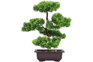 Aisamco Künstlicher Bonsai-Baum Gefälschte Pflanzendekoration Künstliche Zimmerpflanzen in Töpfen Japanische Bonsai-Kiefernpflanze 33 cm hoch für die Hauptdekoration als Desktop-Display