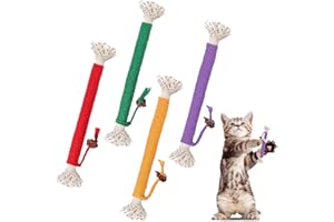 DAJING 4 Pcs Cat Teeth Cleaning Kitten Teething Chewing Toy Rope, Filled Natural Catnip, Stress Release, Cotton Rope Toy, Catnip Toys for Cats, Indoor Cats, Kittens (4 Colors)