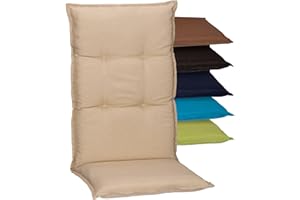 Beo Cuscini per sedie da giardino schienale alto Torino | Made in EU | Cuscini con schienale alto resistenti ai raggi UV e antimacchia | Cuscini per sedie dondolo con schienale alto in Beige