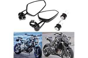 JMTBNO Retroviseur Moto Embout De Guidon, 7/8" 22mm Aluminium Rétroviseur Moto Latéraux Miroirs Arrière Universel pour Street Bike MT07 MT09 MT10 Z650 Z750 Z900 CB125 Monster Street Triple (Noir)
