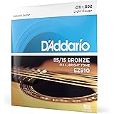 D'Addario Bronze Acoustic Guitar Strings_{.010-.052_Light Gauge}85/15 FULL BRIGHT TONE_Stainless Steel Material