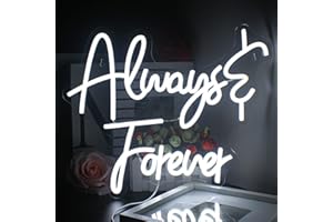 Looklight Always Forever Neon Sign White Led Neon Sign for Wall Decor Acrylic Letter Neon Sign USB Led Night Lamp for Bedroom Wedding Engagement Proposal Birthday Party Decor Christmas Sign