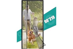 Tuare Side Opening Fly Screens for Doors, 90 x 210cm Magnetic Fly Screen Door with Powerful Magnets and Full Frame Magic Tape, Easy to Install Door Fly Screen Curtain, Keep Fly Bug Out