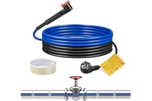 Ci-Fotto Cables Calefactores de Tuberías,3M Cable Calefactor Autorregulable Termostato Integrado para Proteger Tuberías de Agua,Tuberías Domésticas de Metal/Plástico,Desagües y Fregaderos(15W/M)