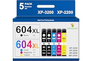 YUANQIMM 604XL Multipack Cartridges Compatible for Epson 604 XL Printer Cartridges for Expression Home XP-3200 XP-2205 XP-4200 XP-4205 XP-3205 XP-2200 Workforce WF-2950 WF-2930 WF-2935 (5 Pack)