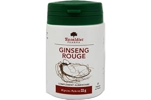 EXCELDIET PHARMA Ginseng Rouge de Corée | Aphrodisiaque Naturel | Tonus, Vitalité, Fatigue | Performances Cognitives | 60 Gélules | Fabriqué en France